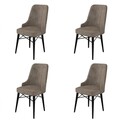 Set scaune 4 piese, Charlotte, Pare, Metal, Cappuccino / Negru