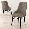 Set scaune 4 piese, Charlotte, Pare, Metal, Cappuccino / Negru