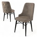 Set scaune 4 piese, Charlotte, Pare, Metal, Cappuccino / Negru