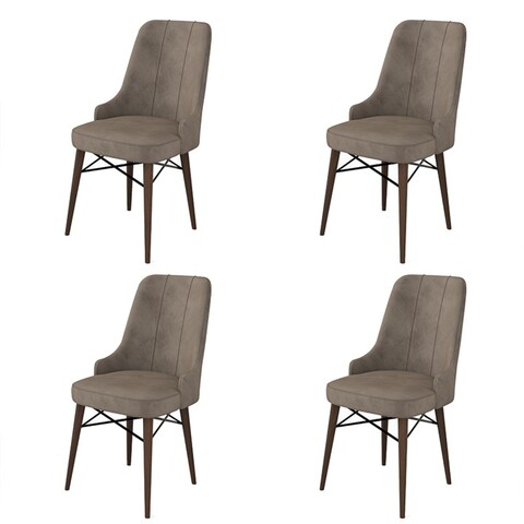 Set scaune 4 piese, Charlotte, Pare, Metal, Cappuccino/Maro