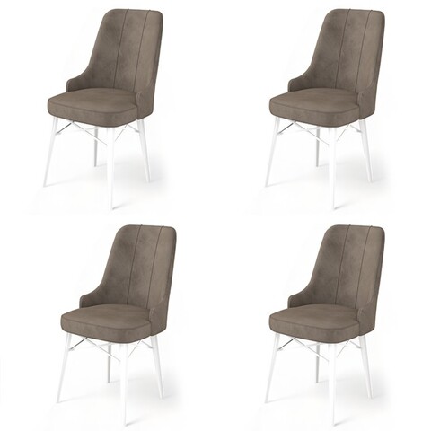 Set scaune 4 piese, Charlotte, Pare, Metal, Cappuccino / Alb
