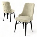 Set scaune 4 piese, Charlotte, Pare, Metal, Crem/Negru
