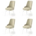 Set scaune 4 piese, Charlotte, Pare, Metal, Crem/Alb