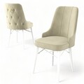 Set scaune 4 piese, Charlotte, Pare, Metal, Crem/Alb