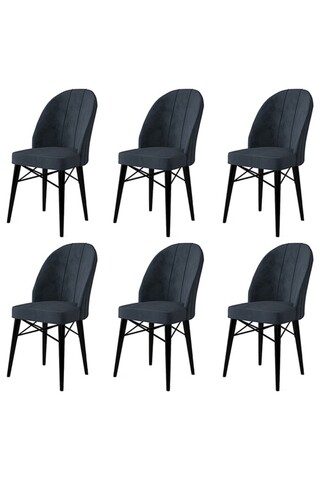 Set scaune 6 piese, Charlotte, Ritim, Metal, Antracit / Negru