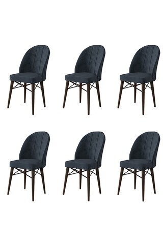Set scaune 6 piese, Charlotte, Ritim, Metal, Antracit/Maro