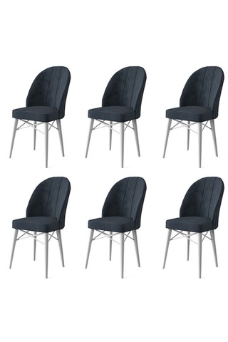 Set scaune 6 piese, Charlotte, Ritim, Metal, Antracit/Alb