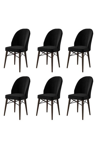 Set scaune 6 piese, Charlotte, Ritim, Metal, Negru/Maro