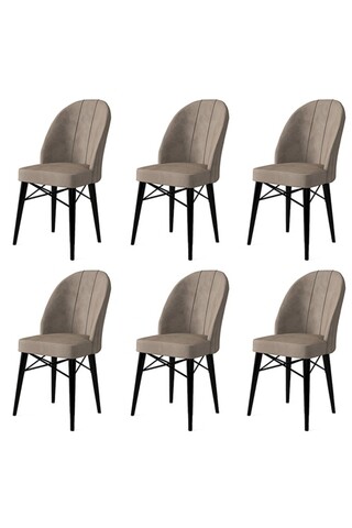 Set scaune 6 piese, Charlotte, Ritim, Metal, Cappuccino / Negru