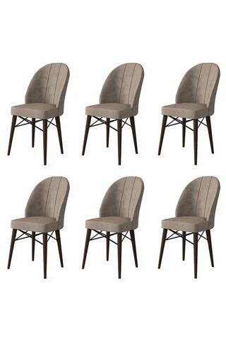 Set scaune 6 piese, Charlotte, Ritim, Metal, Cappuccino/Maro
