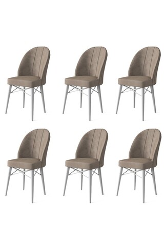 Set scaune 6 piese, Charlotte, Ritim, Metal, Cappuccino / Alb