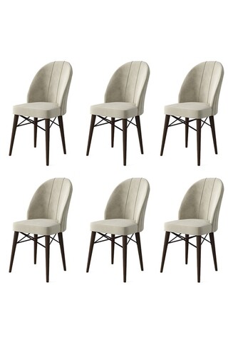 Set scaune 6 piese, Charlotte, Ritim, Metal, Crem/Maro