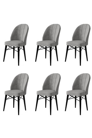 Set scaune 6 piese, Charlotte, Ritim, Metal, Gri/Negru