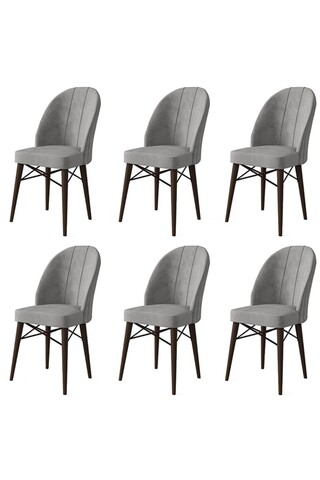 Set scaune 6 piese, Charlotte, Ritim, Metal, Gri/Maro