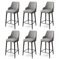 Set scaune de bar 6 piese, Hanah Home, Enox, Gri/Negru