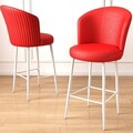 Set scaune de bar 6 piese, Hanah Home, Uras, Rosu/Alb