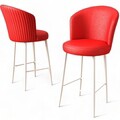 Set scaune de bar 6 piese, Hanah Home, Uras, Rosu/Alb