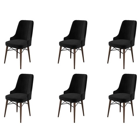Set scaune 6 piese, Charlotte, Pare, Metal, Negru/Maro