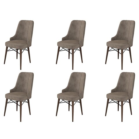 Set scaune 6 piese, Charlotte, Pare, Metal, Cappuccino/Maro