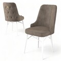 Set scaune 6 piese, Hanah Home, Pare, Cappuccino / Alb
