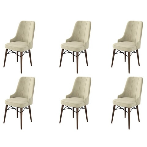 Set scaune 6 piese, Charlotte, Pare, Metal, Crem/Maro