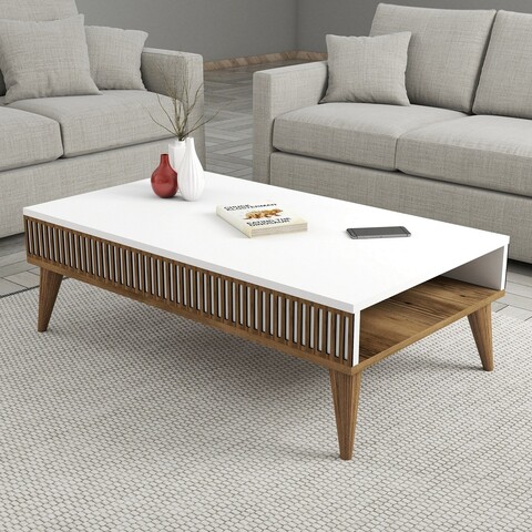 Masuta de cafea, Hommy Craft, Milan, 105x34 cm, PAL, Nuc/Alb