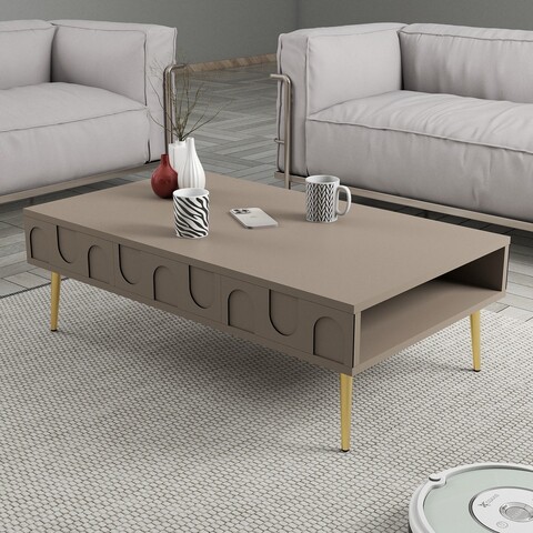 Masuta de cafea, Hommy Craft, Lyon 33, 105x33 cm, PAL, Atlas / Aur