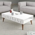 Masuta de cafea, Hommy Craft, Lyon 34, 105x34 cm, PAL, Alb/Maro