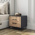 Noptiera, Kalune Design, Night, 50x55x40 cm, PAL, Stejar / Negru