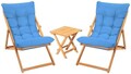 Set mobilier de gradina 3 piese, Meya Dekor, My005, Lemn de fag, Albastru / Natural