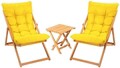 Set mobilier de gradina 3 piese, Meya Dekor, My005, Lemn de fag, Galben / Natural