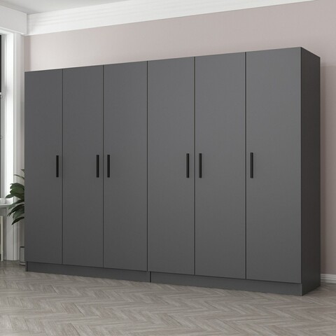 Dulap pentru haine, Minerva, Kale, 270x190x52 cm, PAL, Antracit