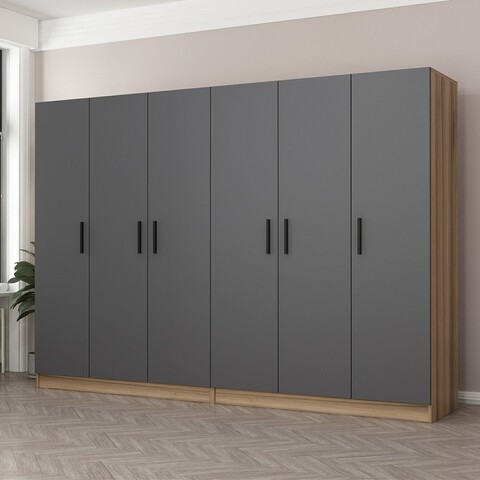 Dulap pentru haine, Minerva, Kale, 270x190x52 cm, PAL, Antracit