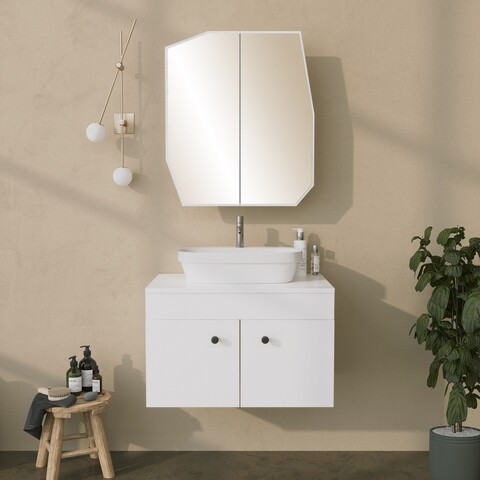 Dulap de baie, Neostill, Quartz Cabinet, 12x45x50 cm, Carton presat, Alb