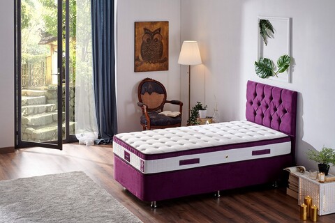 Saltea de pat, Niron, Violet 120x200 cm Single Size Middle Firm Mattress, Coperta: Tesatura tricotata, Alb/Mov