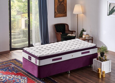 Saltea de pat, Niron, Purple 120x200 cm Single Size Padded Soft Mattress, Coperta: Tesatura tricotata, Alb/Mov