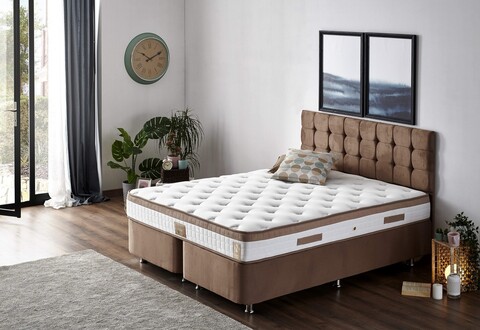 Saltea de pat, Niron, Latte 200x200 cm Double Size Firm Mattress, Coperta: țesătură, Alb/Maro