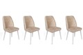Set scaune 4 piese, Nmobb, Alfa-494 V4, Metal , Bej/Alb
