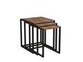 Set masute 3 piese, Puqa Design, Tali, PAL, Negru / Pin Atlantic