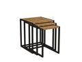 Set masute 3 piese, Puqa Design, Tali, PAL, Negru / Vechi