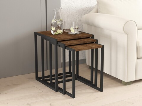 Set masute 3 piese, Puqa Design, Tali, PAL, Nuc negru