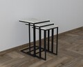 Set masute 3 piese, Puqa Design, Stoli, PAL, Negru / Cyrstal