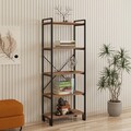 Corp biblioteca, Puqa Design, Abel, 30x60x156 cm, PAL, Pin Atlantic / Negru