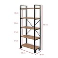 Corp biblioteca, Puqa Design, Abel, 30x60x156 cm, PAL, Pin Atlantic / Negru