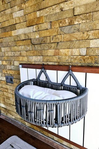 Pat pentru animale de companie, Valovi, Peti, 51x27x33 cm, Metal, Gri