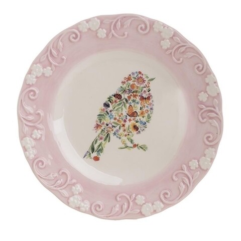 Platou decorativ Bird, InArt, ceramica, Ø22 cm, multicolor