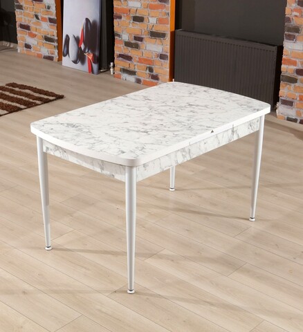 Masa extensibila, Beckley, Trend Carrara, 132x79x76 cm, PAL, Alb/Gri