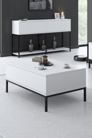 Masuta de cafea, Bexley, Lord, 90x40x60 cm, PAL, Alb/Negru