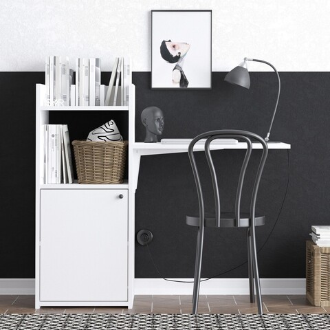 Birou, Emerald, Rita, 114x100x40 cm, PAL, Alb/Negru