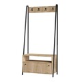 Cuier de perete, Emerald, Wendy, 84x170x35 cm, PAL, Nuc / Negru